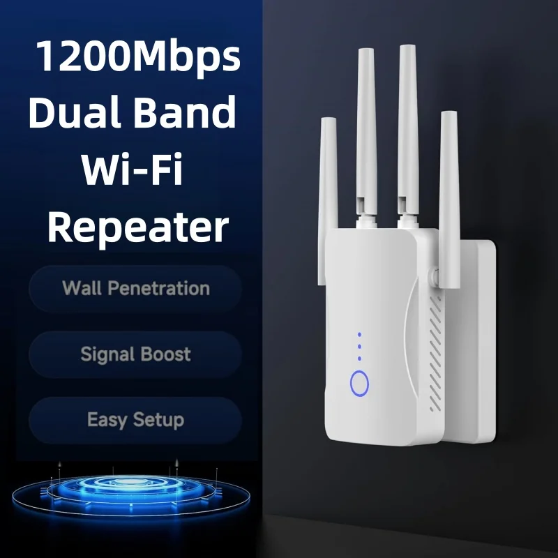 Home Security Network - 2.4G/5GHz Dual Band WiFi Repeater 1200Mbps